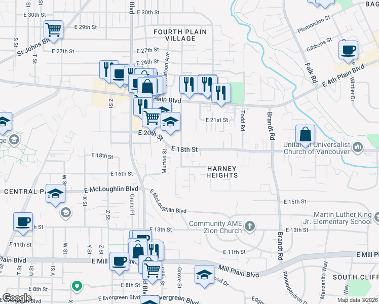 map of restaurants, bars, coffee shops, grocery stores, and more near 3219 East 18th Street in Vancouver