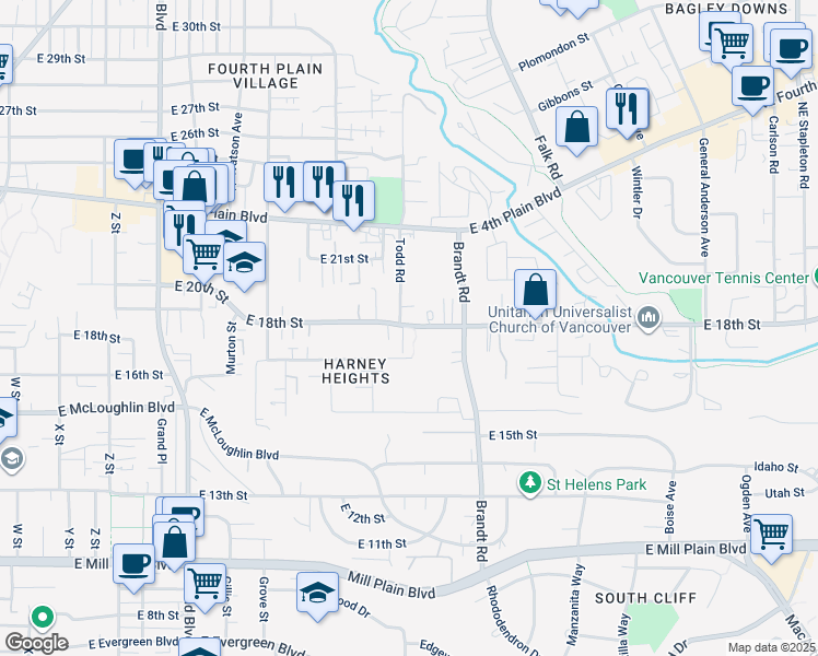 map of restaurants, bars, coffee shops, grocery stores, and more near 3607 East 18th Street in Vancouver