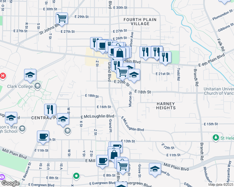 map of restaurants, bars, coffee shops, grocery stores, and more near 2805 East 19th Street in Vancouver