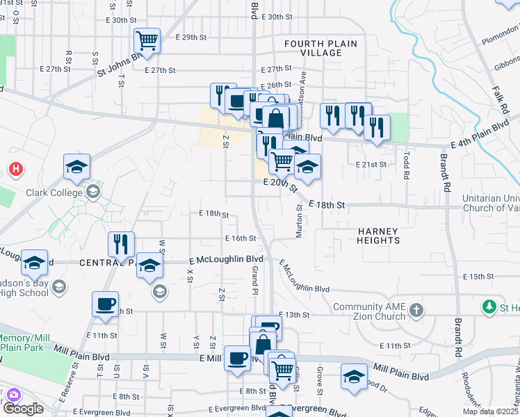map of restaurants, bars, coffee shops, grocery stores, and more near 2805 East 19th Street in Vancouver