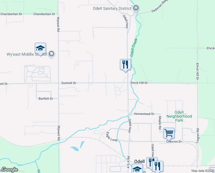 map of restaurants, bars, coffee shops, grocery stores, and more near 3817 Summit Drive in Hood River