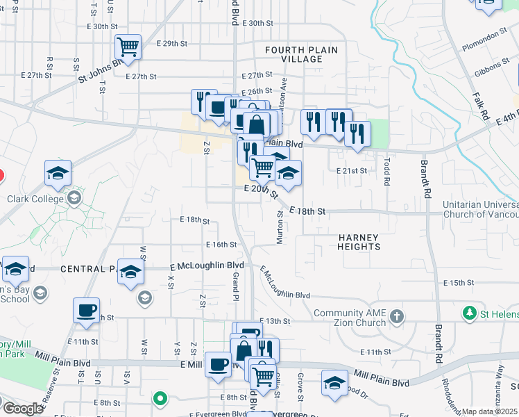 map of restaurants, bars, coffee shops, grocery stores, and more near 2815 East 19th Street in Vancouver