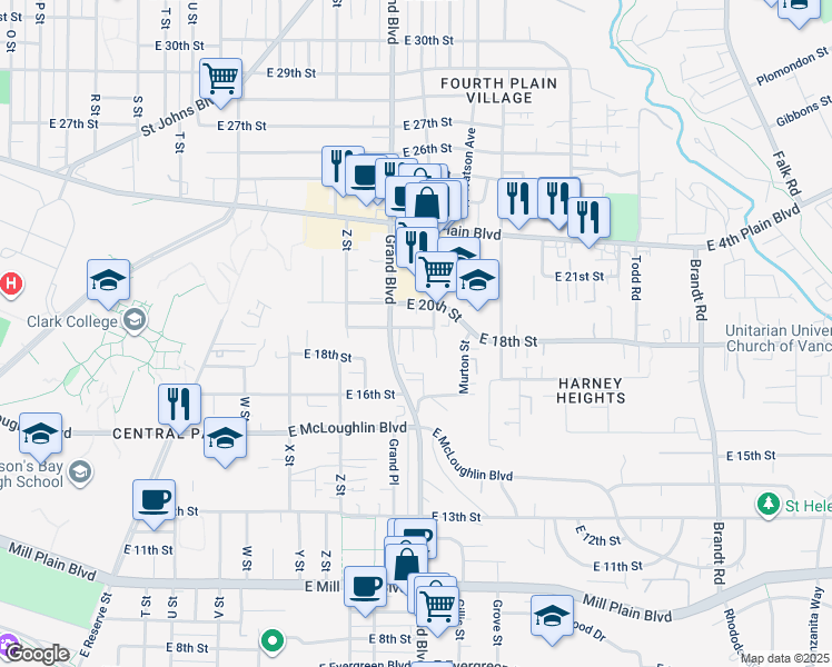 map of restaurants, bars, coffee shops, grocery stores, and more near 2809 East 19th Street in Vancouver