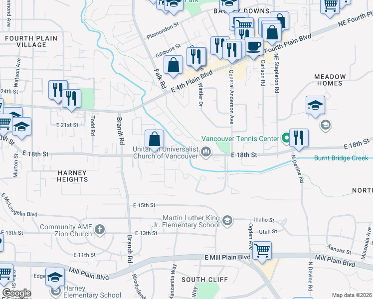 map of restaurants, bars, coffee shops, grocery stores, and more near 4119 East 18th Street in Vancouver