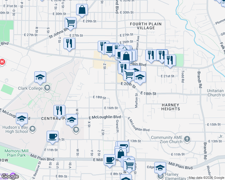 map of restaurants, bars, coffee shops, grocery stores, and more near 2616 East 18th Street in Vancouver