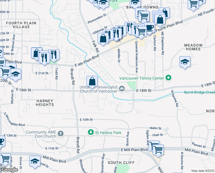 map of restaurants, bars, coffee shops, grocery stores, and more near 4200 East 18th Street in Vancouver