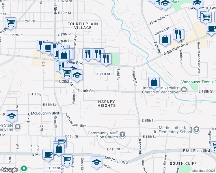 map of restaurants, bars, coffee shops, grocery stores, and more near 3419 East 21st Street in Vancouver