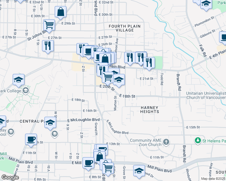 map of restaurants, bars, coffee shops, grocery stores, and more near 2900 East 20th Street in Vancouver