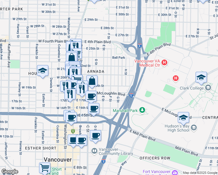 map of restaurants, bars, coffee shops, grocery stores, and more near 515 East 19th Street in Vancouver
