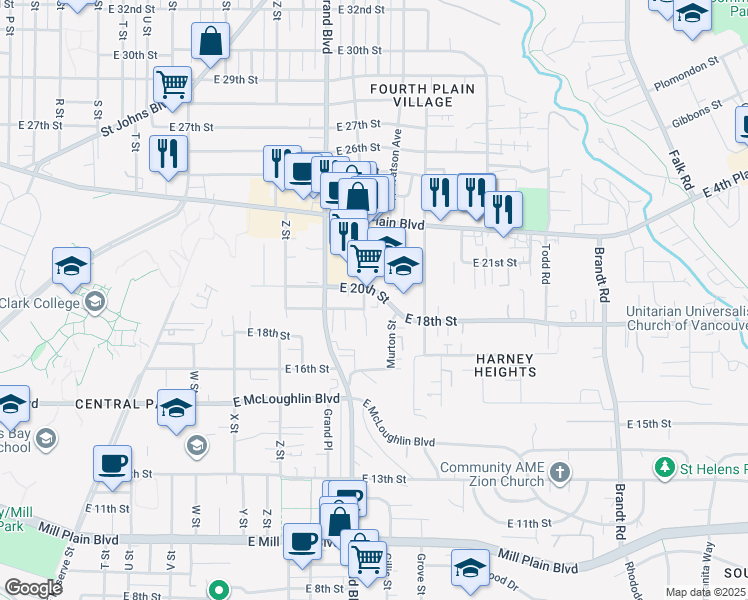 map of restaurants, bars, coffee shops, grocery stores, and more near 3001 East 20th Street in Vancouver