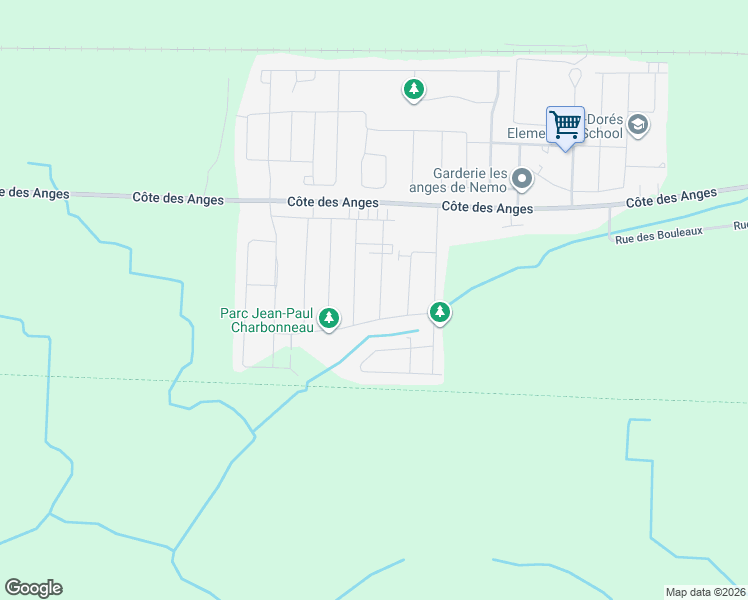 map of restaurants, bars, coffee shops, grocery stores, and more near 8934 Rue Georges-Villeneuve in Mirabel