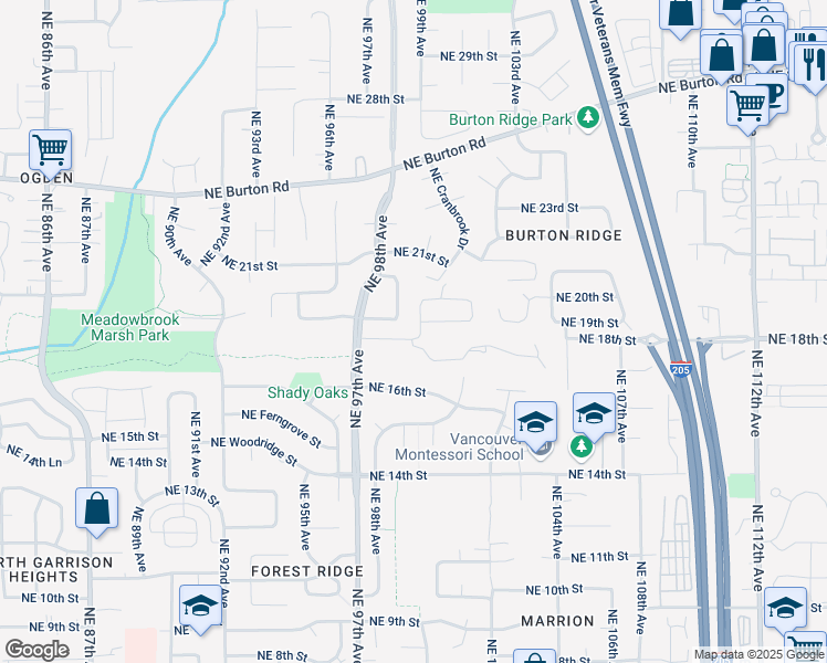 map of restaurants, bars, coffee shops, grocery stores, and more near 1900 Northeast 100th Avenue in Vancouver