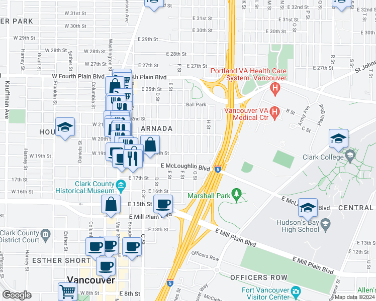 map of restaurants, bars, coffee shops, grocery stores, and more near 604 East 19th Street in Vancouver