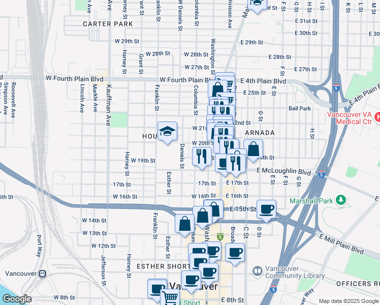 map of restaurants, bars, coffee shops, grocery stores, and more near 342 West 19th Street in Vancouver