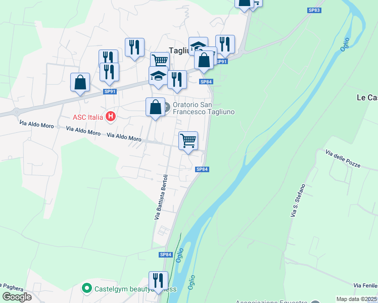 map of restaurants, bars, coffee shops, grocery stores, and more near 6 Via Antonio Locatelli in Tagliuno