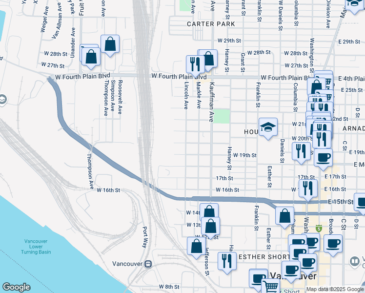 map of restaurants, bars, coffee shops, grocery stores, and more near 1910 Lincoln Avenue in Vancouver