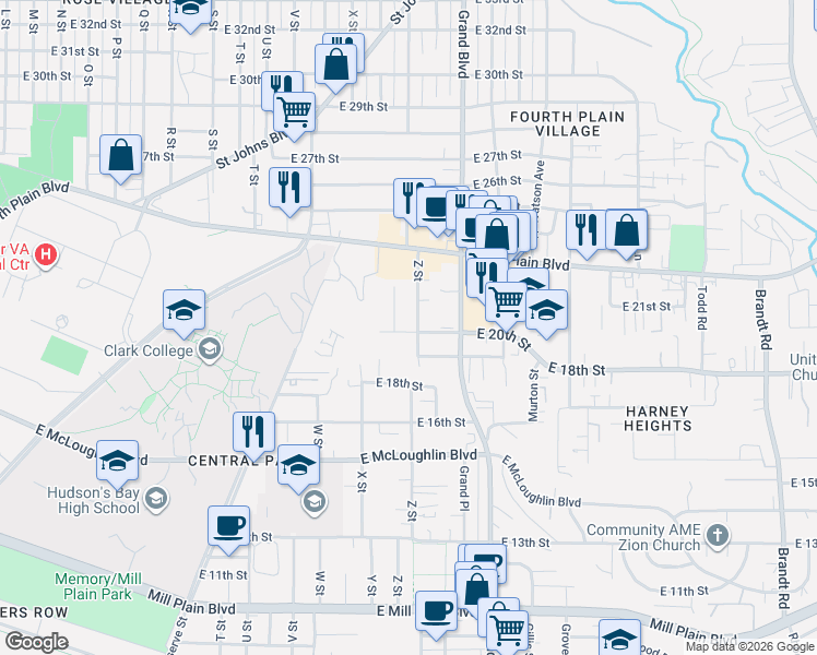 map of restaurants, bars, coffee shops, grocery stores, and more near 2002 Y Street in Vancouver
