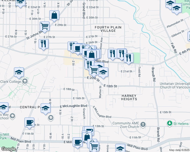 map of restaurants, bars, coffee shops, grocery stores, and more near 2900 East 20th Street in Vancouver