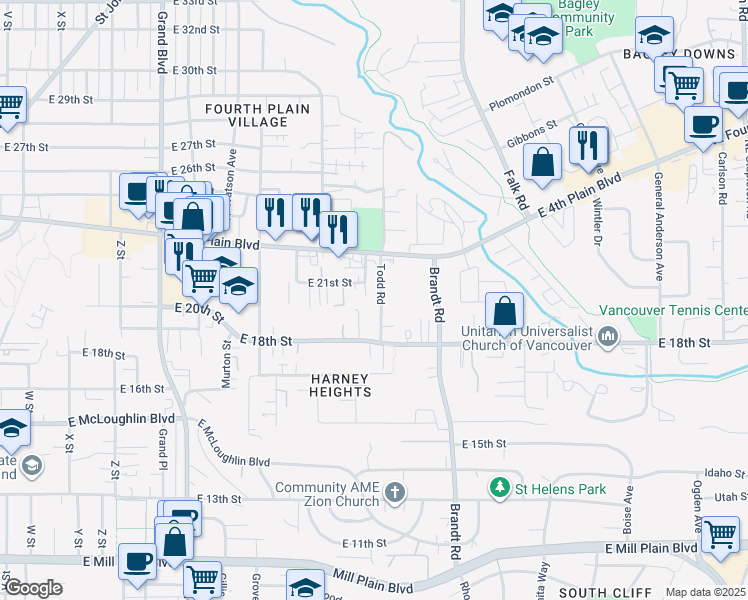 map of restaurants, bars, coffee shops, grocery stores, and more near 2006 Todd Road in Vancouver