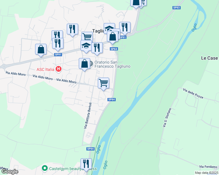 map of restaurants, bars, coffee shops, grocery stores, and more near 6 Via Antonio Locatelli in Tagliuno