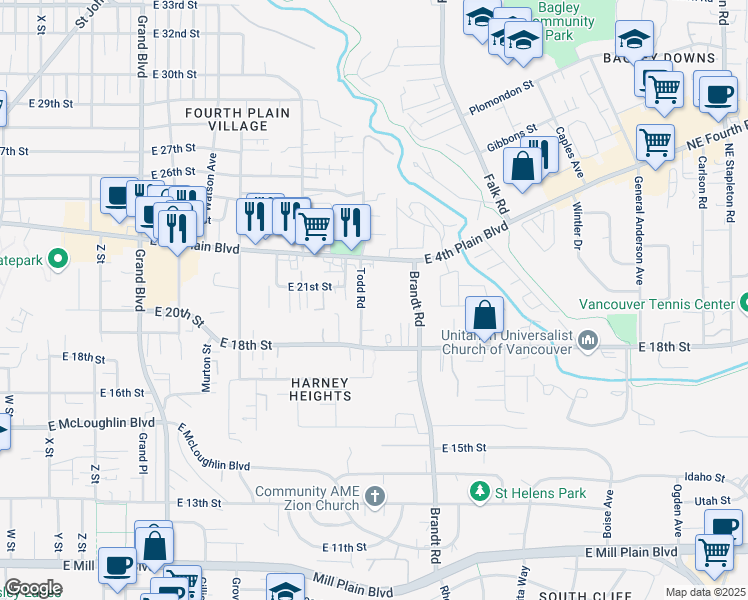 map of restaurants, bars, coffee shops, grocery stores, and more near 2003 Todd Road in Vancouver