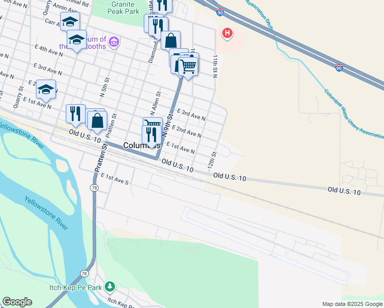 map of restaurants, bars, coffee shops, grocery stores, and more near 34 11th Street in Columbus