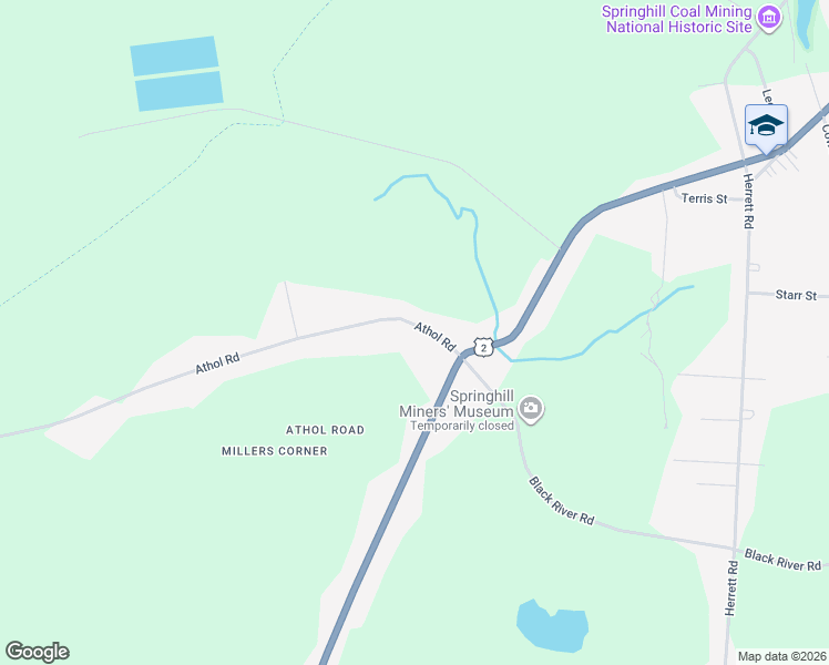 map of restaurants, bars, coffee shops, grocery stores, and more near 2470 Athol Road in Springhill