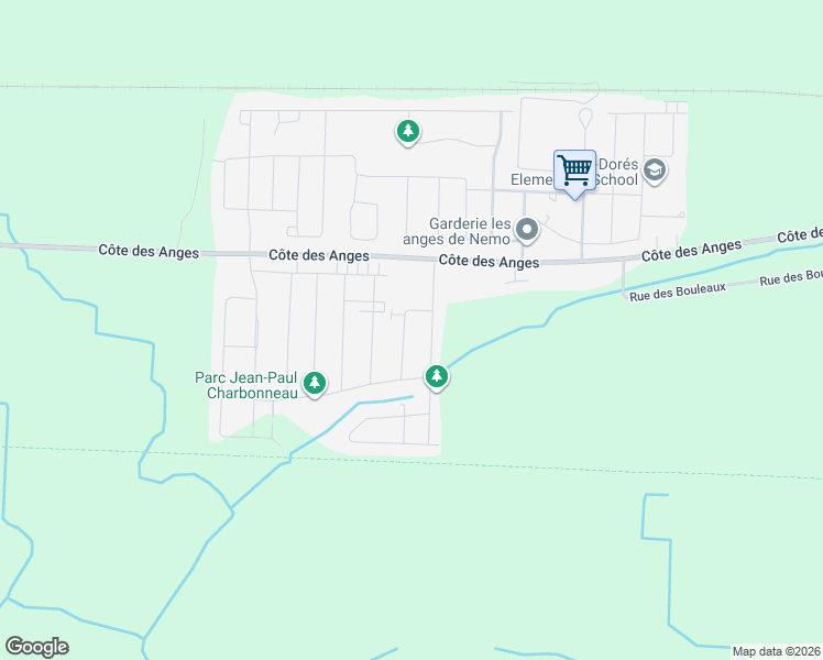 map of restaurants, bars, coffee shops, grocery stores, and more near 8847 Rue Jean-Léo Rochon in Mirabel