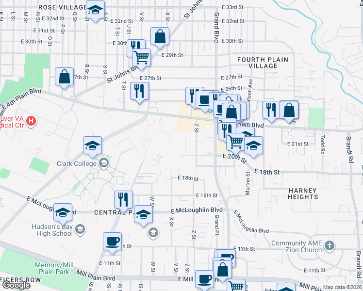 map of restaurants, bars, coffee shops, grocery stores, and more near 2002 Y Street in Vancouver