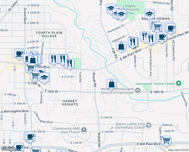 map of restaurants, bars, coffee shops, grocery stores, and more near 2011 Brandt Road in Vancouver