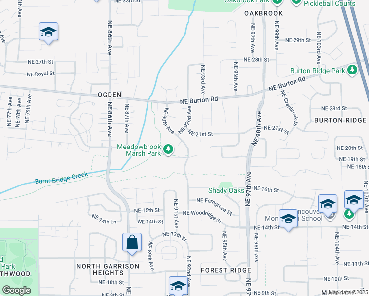 map of restaurants, bars, coffee shops, grocery stores, and more near 9203 Northeast 19th Street in Vancouver