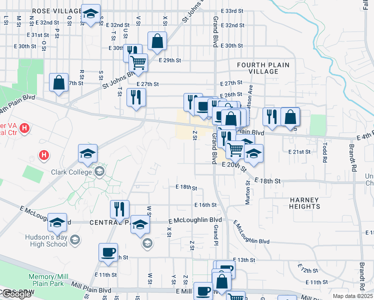 map of restaurants, bars, coffee shops, grocery stores, and more near 2002 Y Street in Vancouver