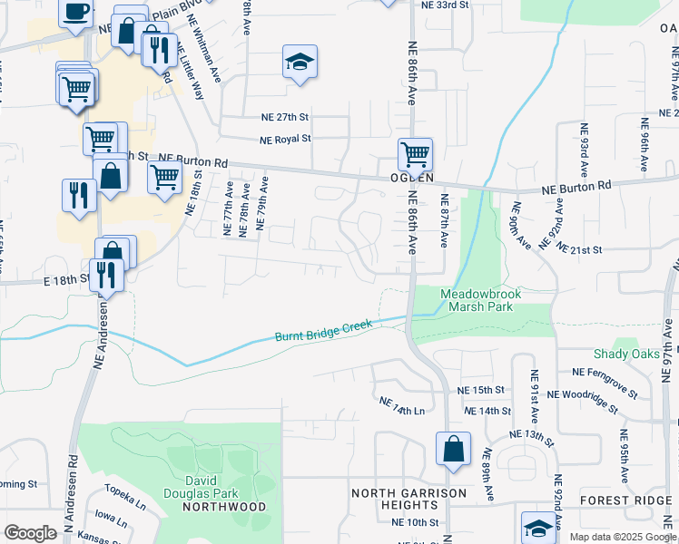 map of restaurants, bars, coffee shops, grocery stores, and more near 8225 Northeast 20th Street in Vancouver