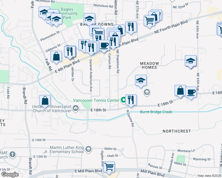 map of restaurants, bars, coffee shops, grocery stores, and more near 2207 Carlson Road in Vancouver