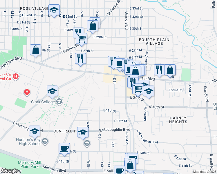 map of restaurants, bars, coffee shops, grocery stores, and more near 2210 Y Street in Vancouver