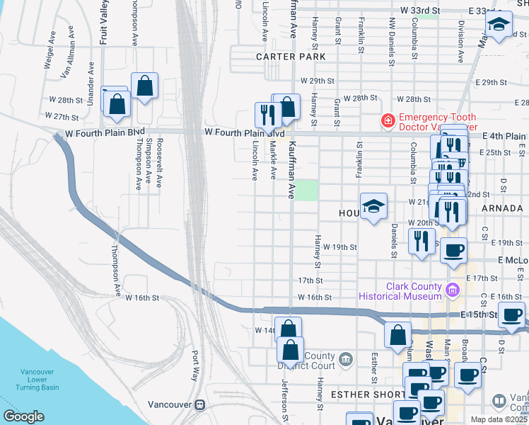 map of restaurants, bars, coffee shops, grocery stores, and more near 2111 Markle Avenue in Vancouver