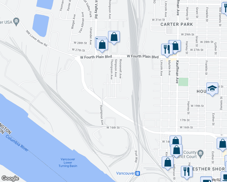 map of restaurants, bars, coffee shops, grocery stores, and more near 2016 Simpson Avenue in Vancouver