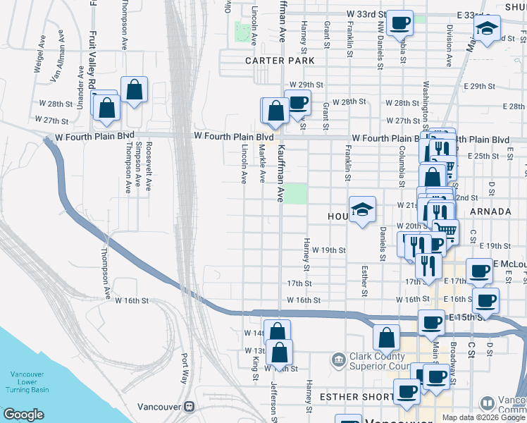 map of restaurants, bars, coffee shops, grocery stores, and more near 2111 Markle Avenue in Vancouver