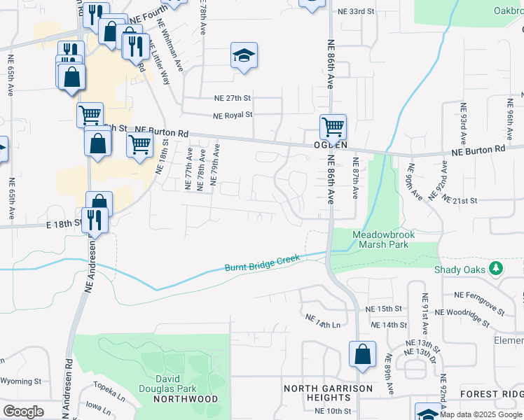 map of restaurants, bars, coffee shops, grocery stores, and more near 8200 Northeast 20th Street in Vancouver