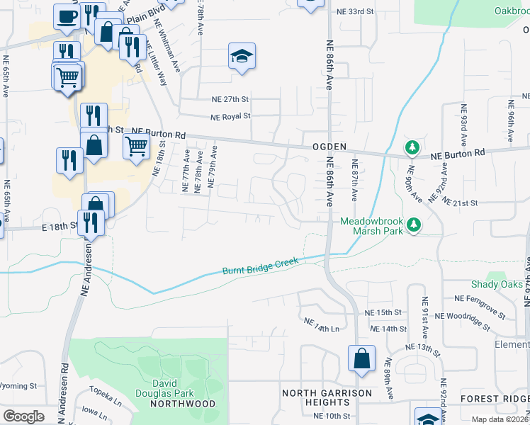 map of restaurants, bars, coffee shops, grocery stores, and more near 8206 Northeast 20th Street in Vancouver