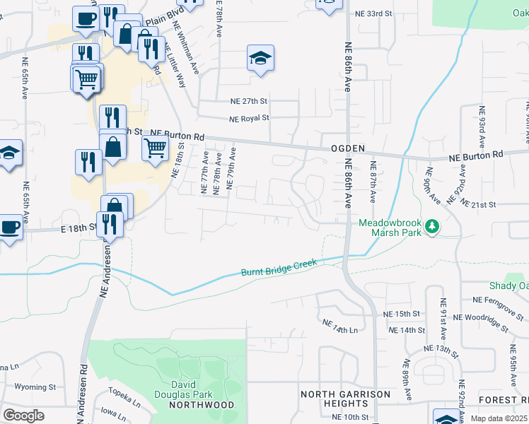 map of restaurants, bars, coffee shops, grocery stores, and more near 2101 Northeast 81st Avenue in Vancouver