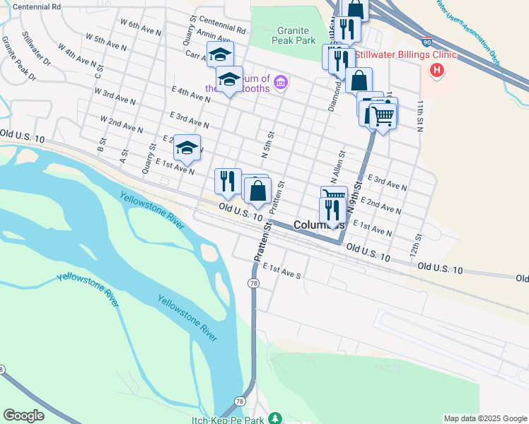 map of restaurants, bars, coffee shops, grocery stores, and more near 528 East Pike Avenue in Columbus