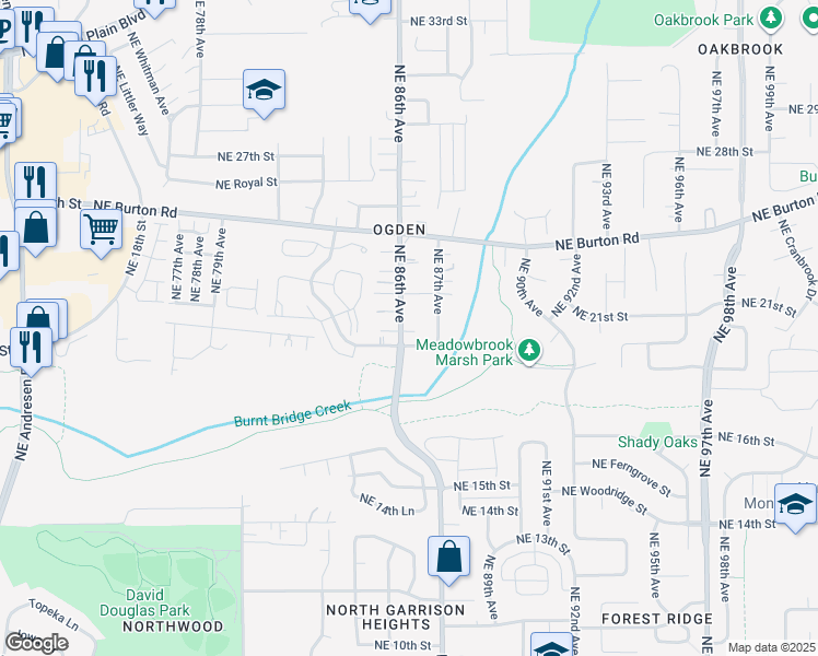 map of restaurants, bars, coffee shops, grocery stores, and more near 2009 Northeast 86th Avenue in Vancouver