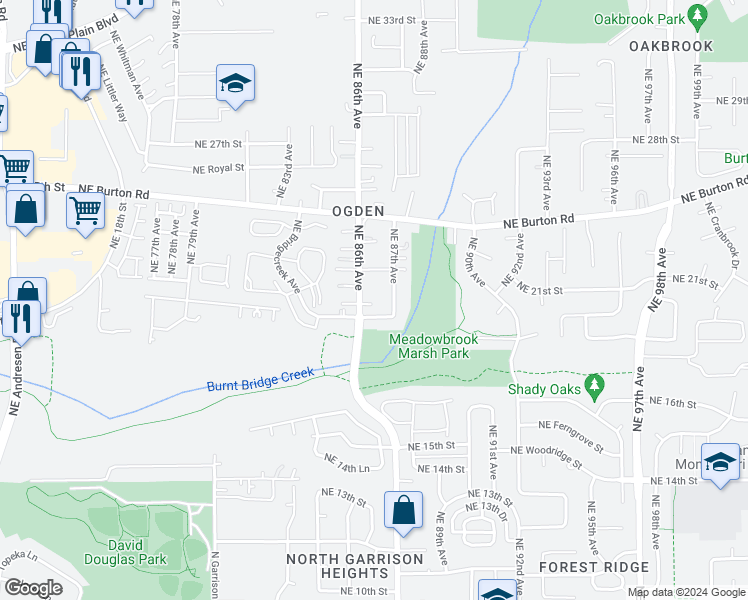map of restaurants, bars, coffee shops, grocery stores, and more near 2009 Northeast 86th Avenue in Vancouver