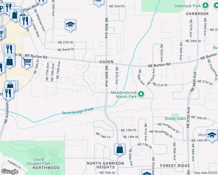 map of restaurants, bars, coffee shops, grocery stores, and more near 2009 Northeast 86th Avenue in Vancouver