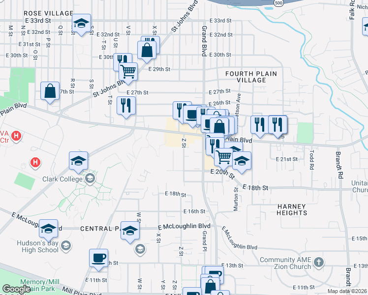 map of restaurants, bars, coffee shops, grocery stores, and more near 2606 East 22nd Street in Vancouver
