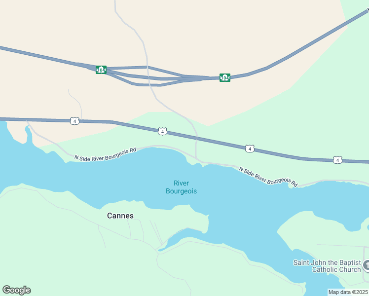 map of restaurants, bars, coffee shops, grocery stores, and more near 227 North Side River Bourgeois Road in River Bourgeois