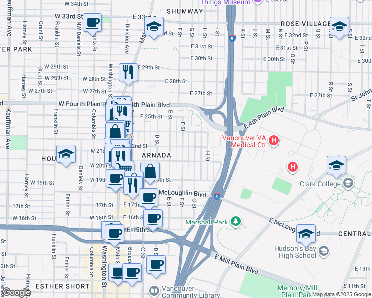 map of restaurants, bars, coffee shops, grocery stores, and more near 601 East 22nd Street in Vancouver
