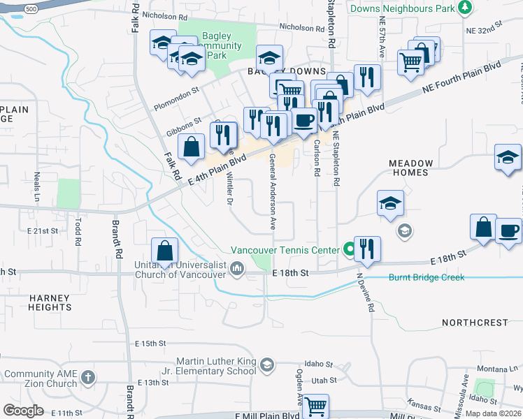 map of restaurants, bars, coffee shops, grocery stores, and more near 2200 General Anderson Avenue in Vancouver