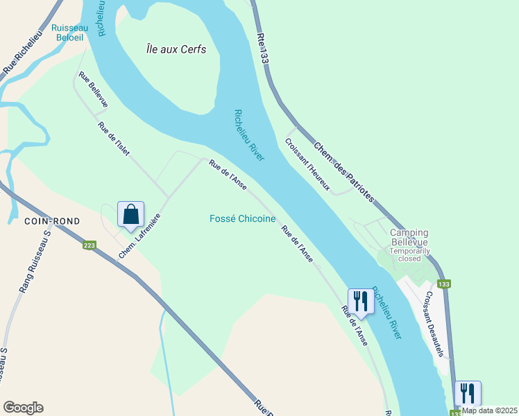 map of restaurants, bars, coffee shops, grocery stores, and more near 681 Rue de l'Anse in Saint-Marc-sur-Richelieu